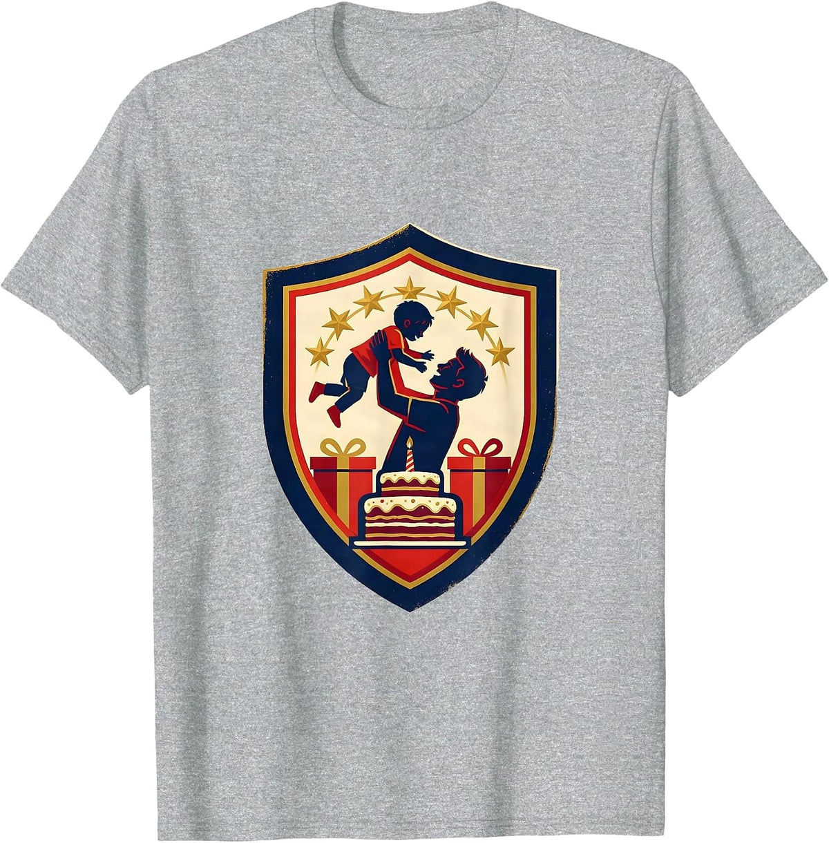 Men's Enclosed Shield Badge Birthday Family Humor Gift T-Shirt - Heather Grey
