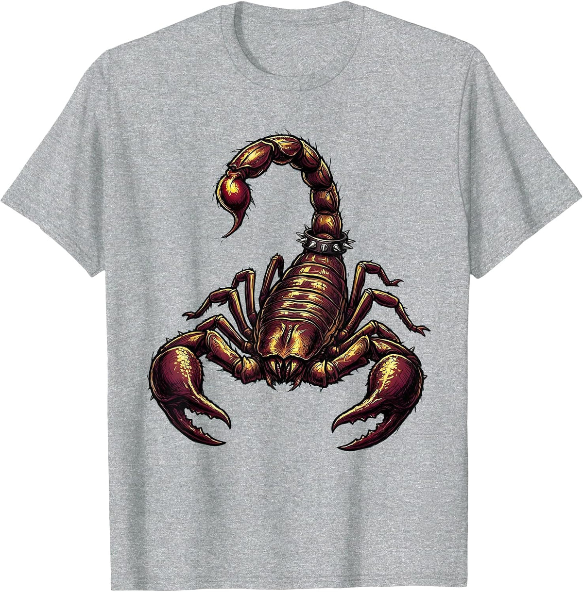 Men's Rock and Roll Scorpion Studded Collar Graphic T-Shirt - Heather Grey