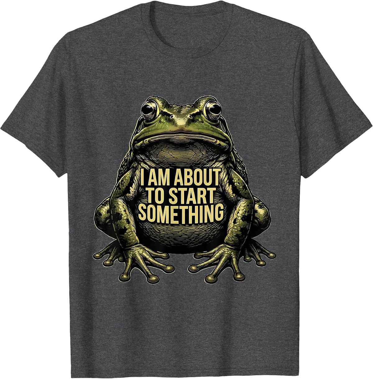 Men's I Am About To Start Something Funny Frog Meme Frog Lover T-Shirt - Dark Heather Grey