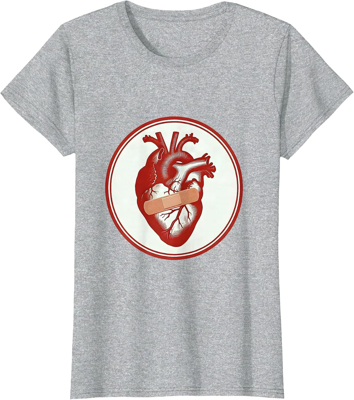 School Nurse Heart Bandage Bow Graphic T-Shirt - Heather Grey