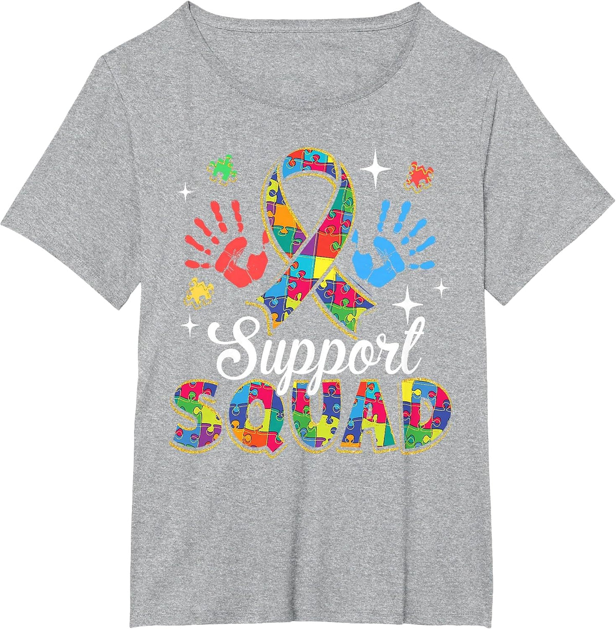 Autism Awareness Autism Support Squad Family T-Shirt - Heather Grey