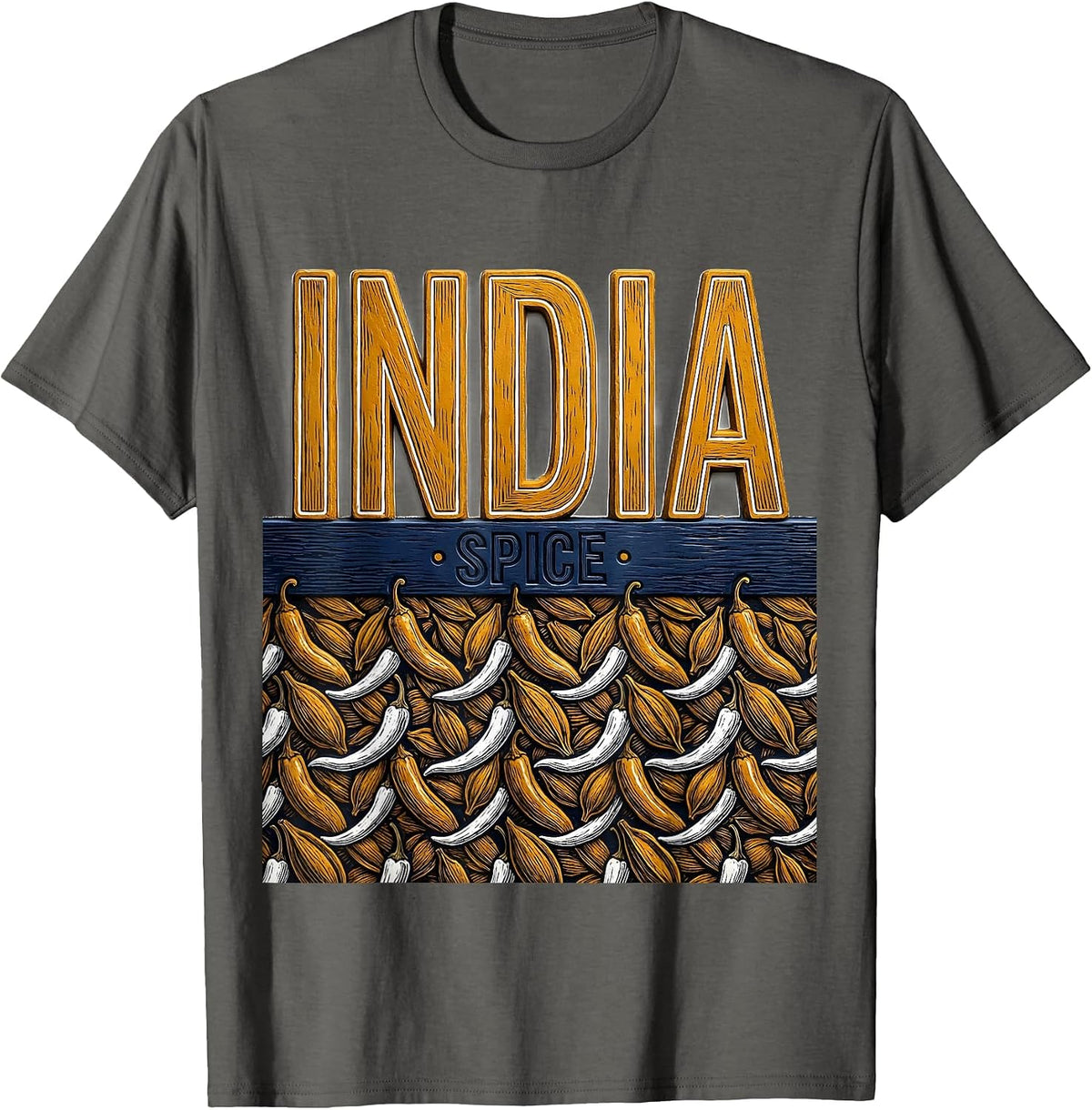 INDIA SPICE Bold Retro National Pride T-Shirt - Asphalt Grey