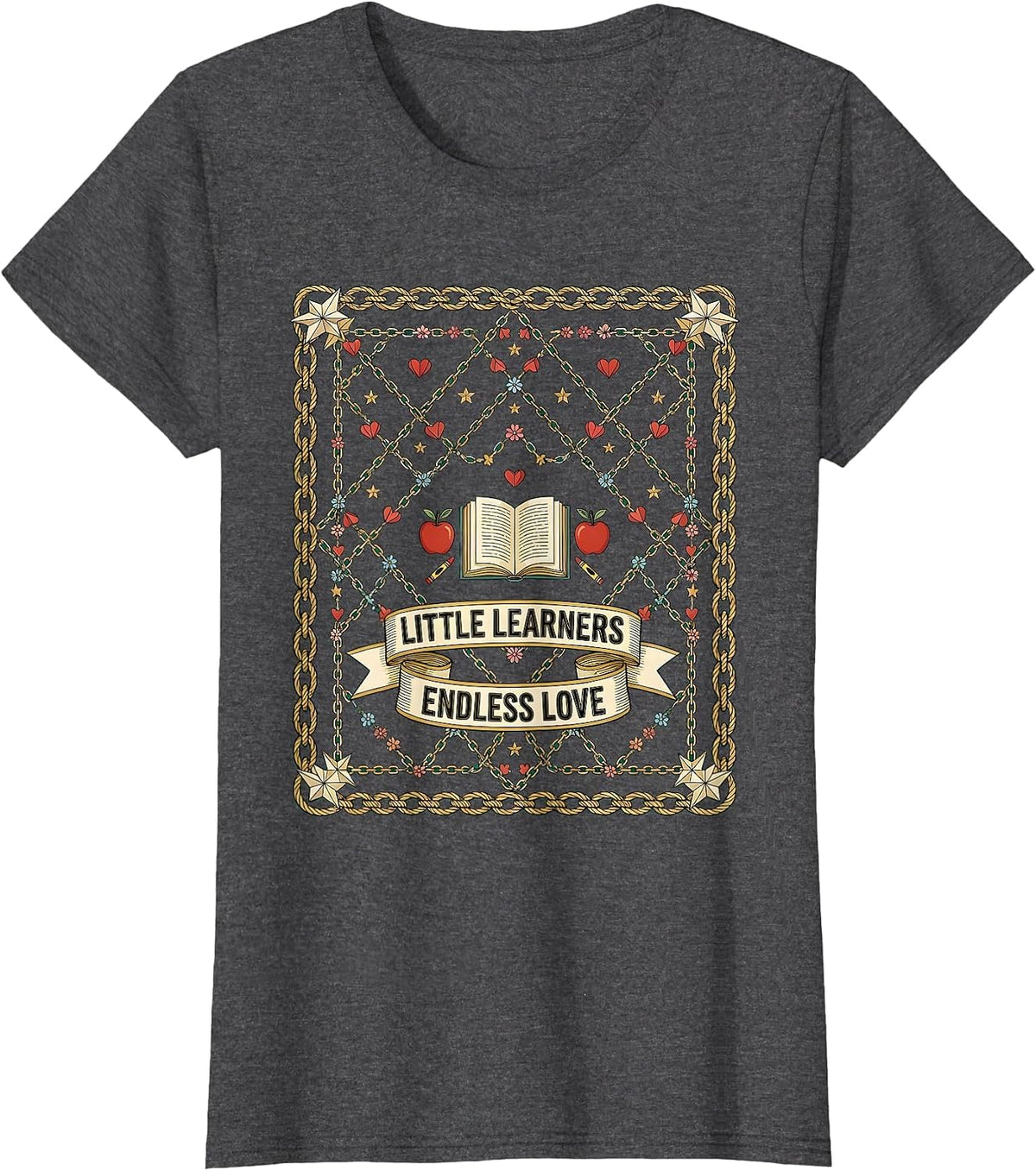 Women's Little Learners Endless Love Preschool Teacher T-Shirt - Dark Heather Grey