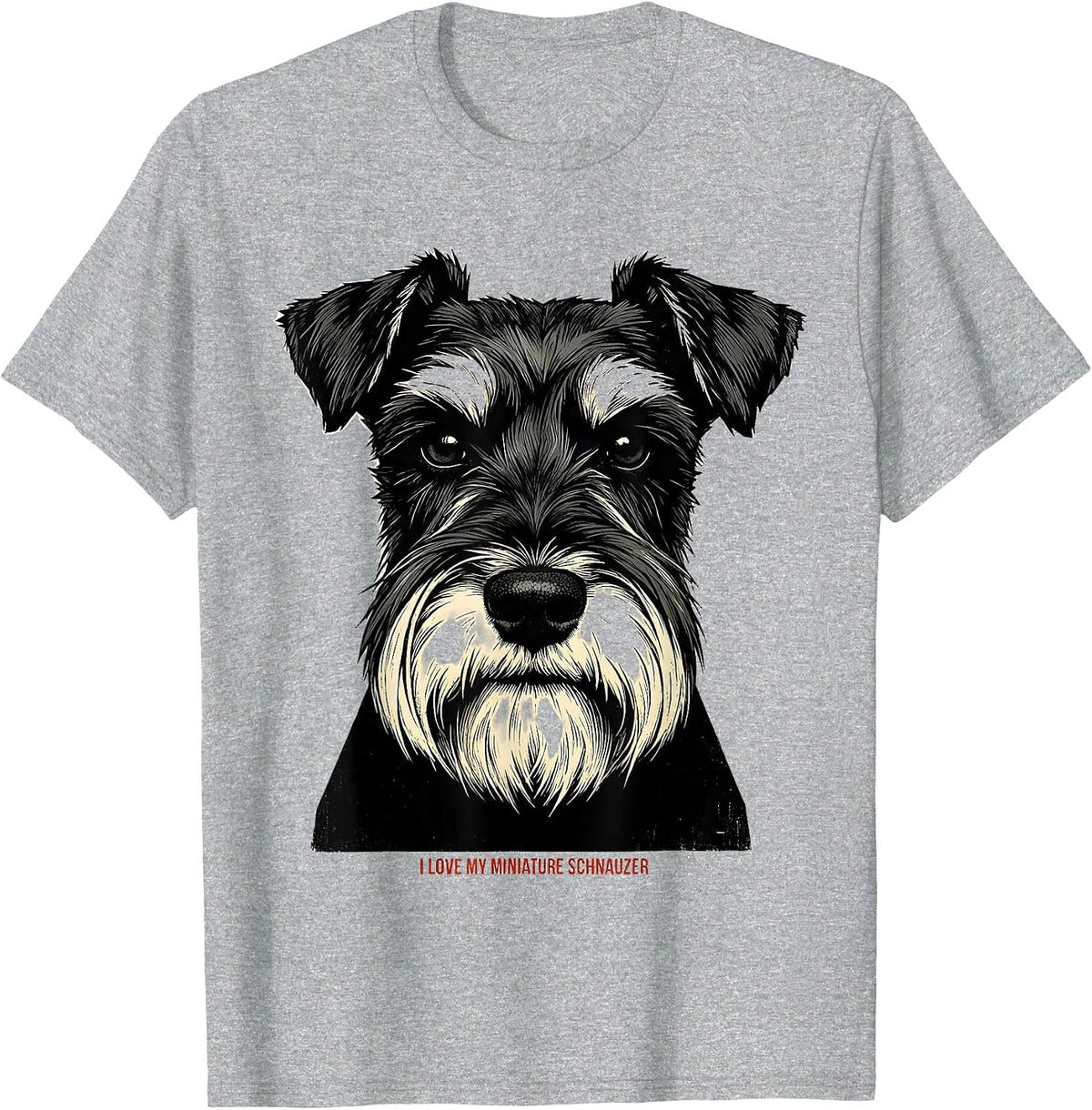 Men's I Love My Miniature Schnauzer Funny Dog Lover Pet Parent T-Shirt - Heather Grey