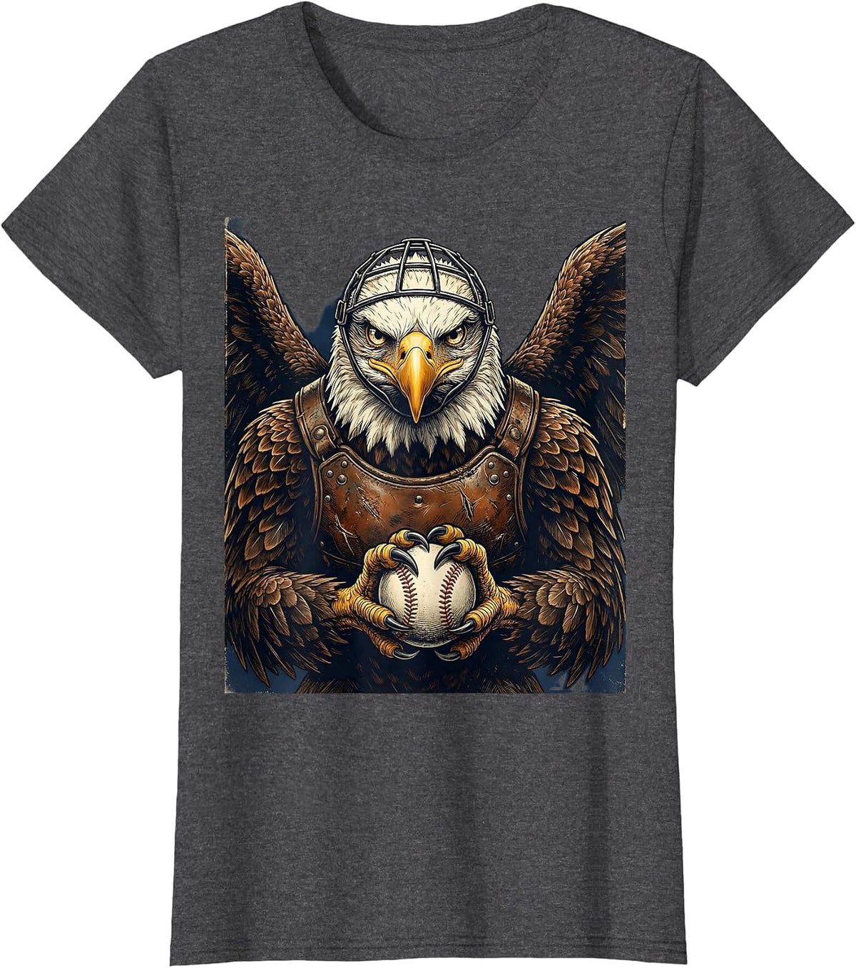 Women's Bald Eagle Umpire Baseball Graphic T-Shirt - Dark Heather Grey