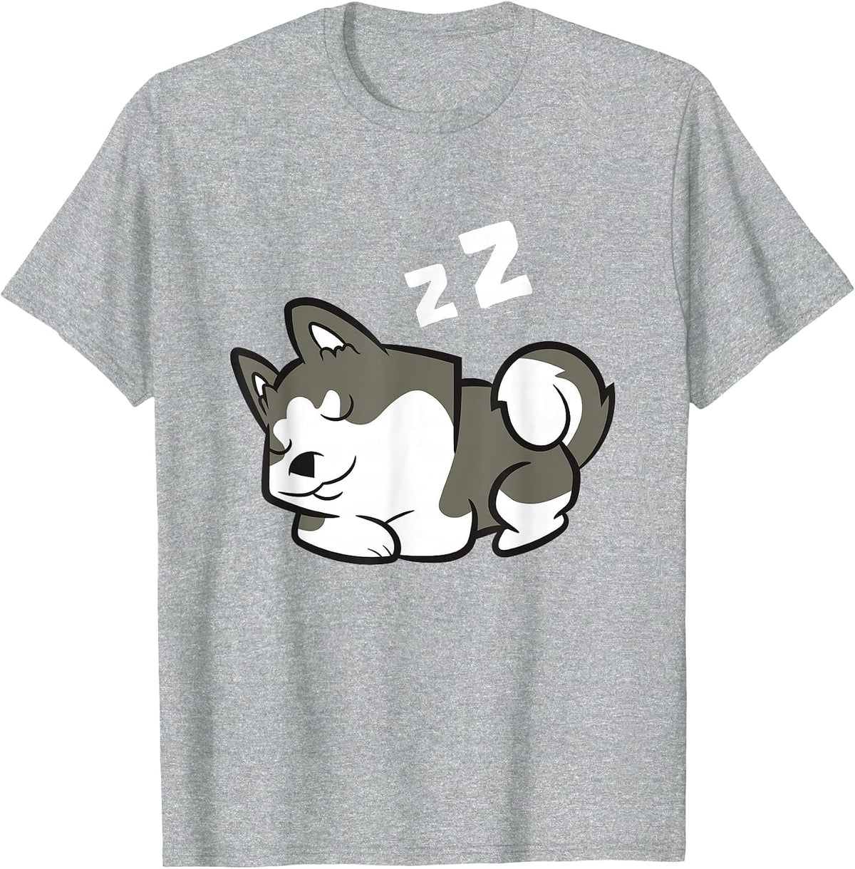 Lazy Husky Dog Sleeping Siberian Husky T-Shirt - Heather Grey