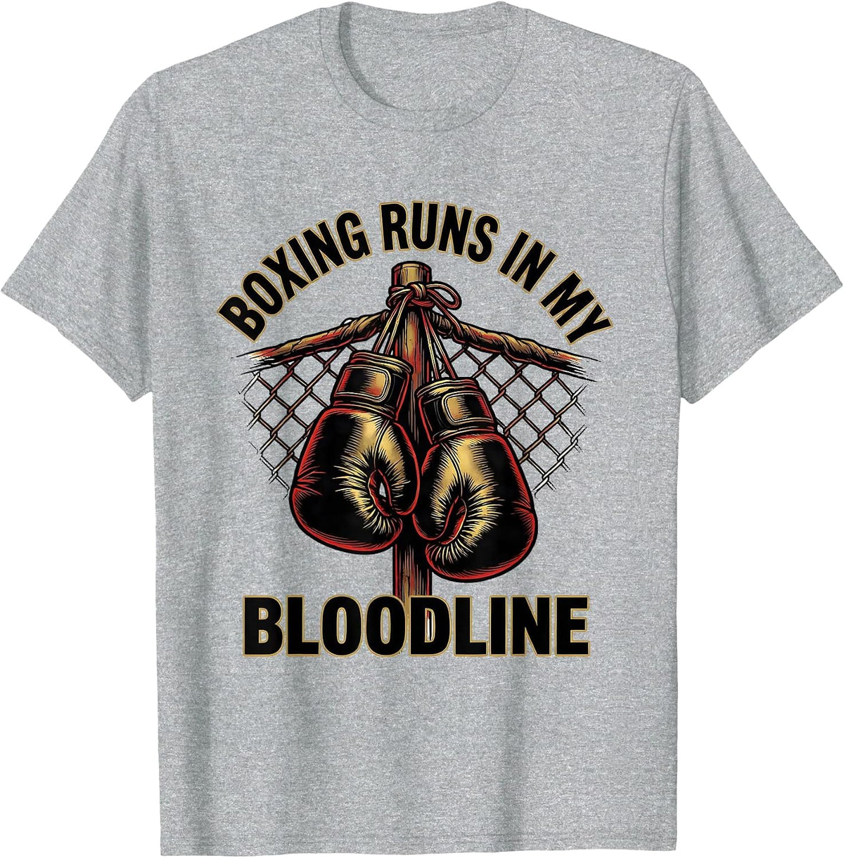 Men's Boxing Runs In My Bloodline Tattoo Boxing Fan Gift T-Shirt - Heather Grey