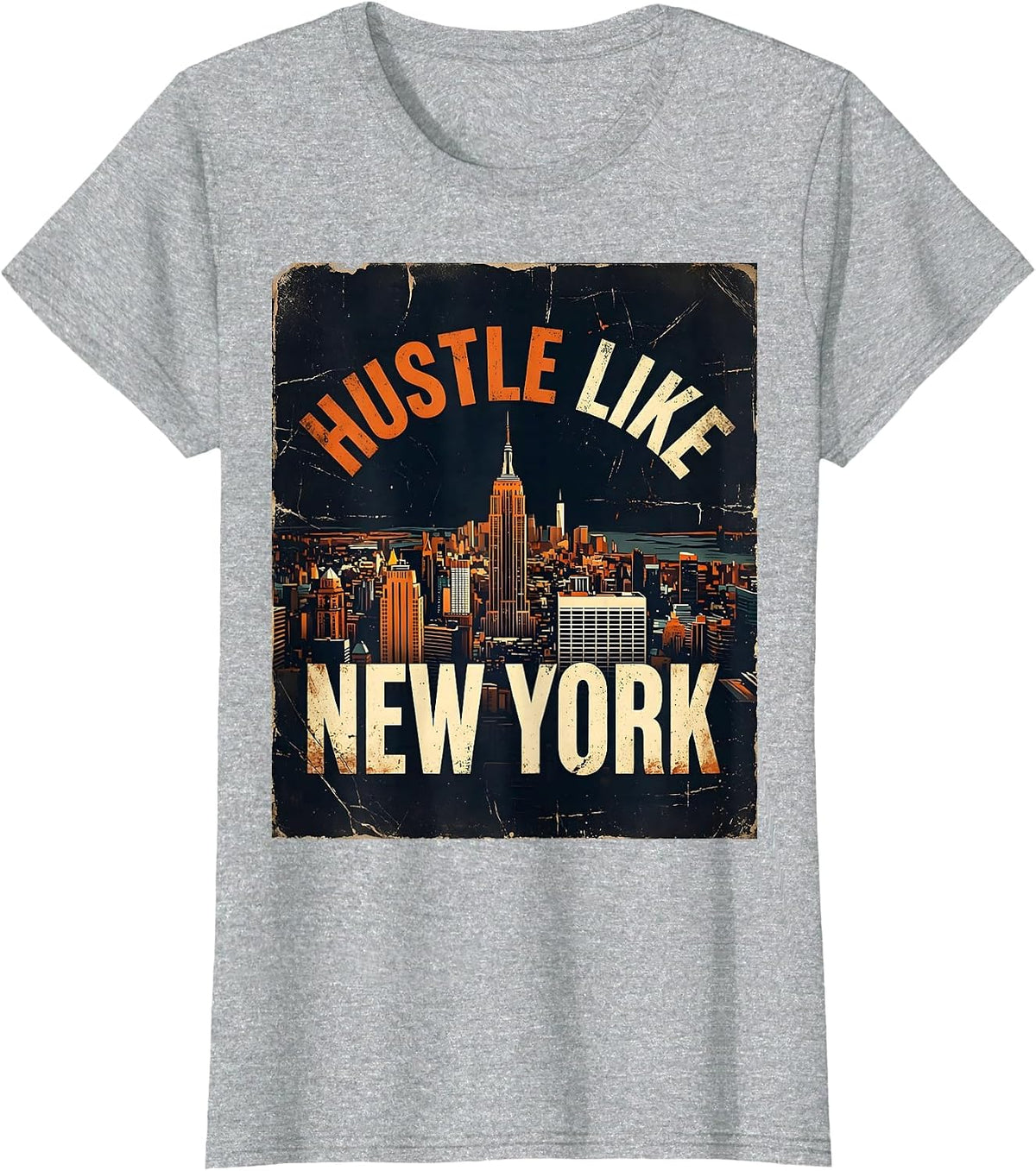 Hustle Like New York City Graphic Design T-Shirt - Heather Grey