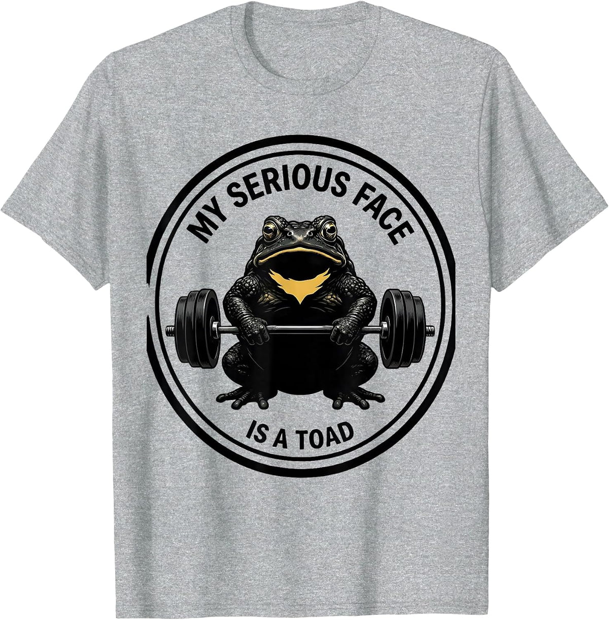 Men's My Serious Face Is A Toad Funny Gym Workout Weightlifting T-Shirt - Heather Grey
