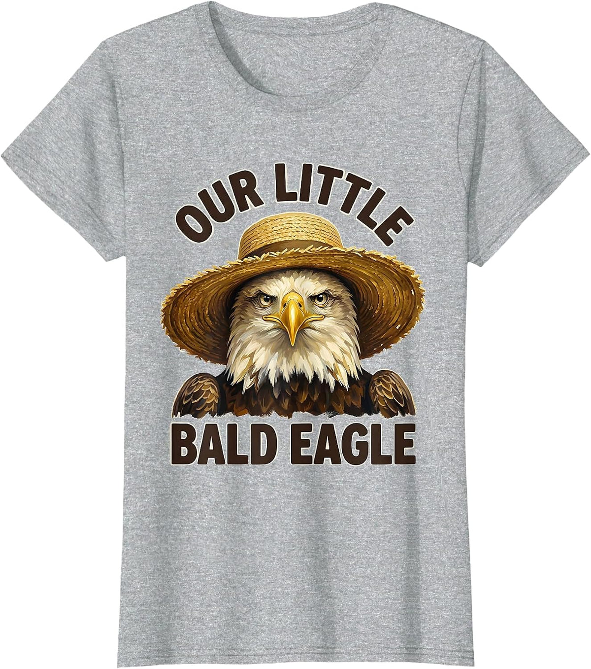 Women's Our Little Bald Eagle Funny Patriotic Eagle Lover Novelty T-Shirt - Heather Grey