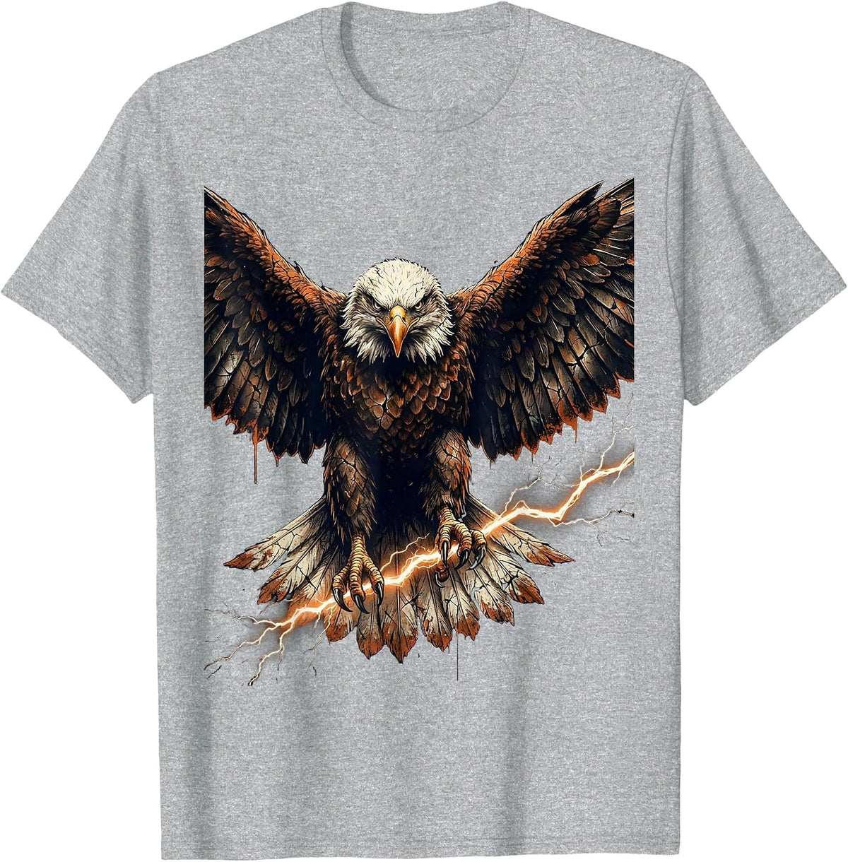 Men's Bald Eagle Lightning Bolt American Pride Graphic T-Shirt - Heather Grey
