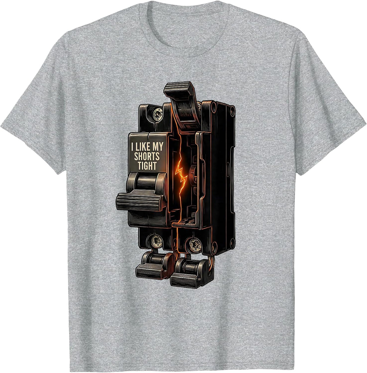 Men's I Like My Shorts Tight Funny Electrician Skeleton Technical T-Shirt - Heather Grey