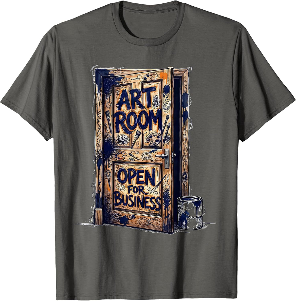 Art Room Open For Business Back to School Design T-Shirt - Asphalt Grey