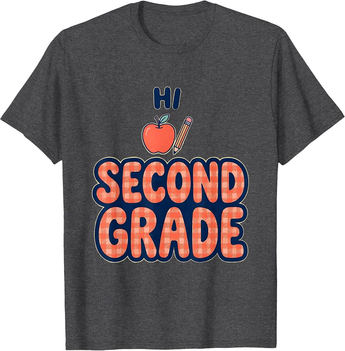 Men's Hi Second Grade Cheerful Back To School Kids First Day T-Shirt - Dark Heather Grey