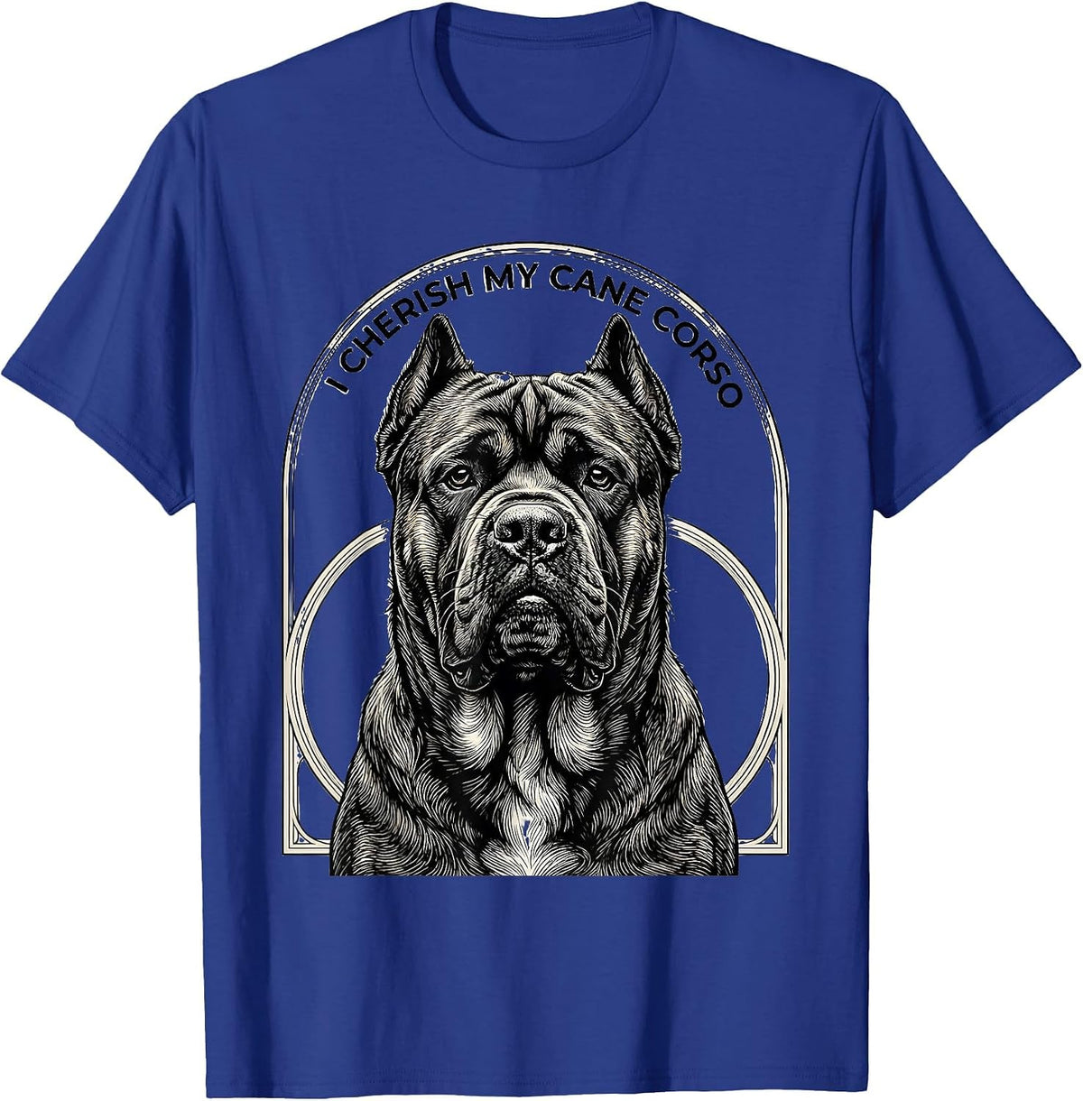 Men's I Cherish My Cane Corso Line Art Italian Mastiff Pet Lover T-Shirt - Royal Blue