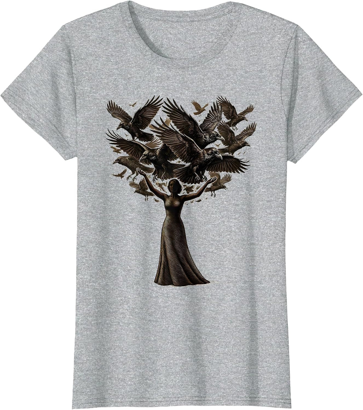 1692 They Missed One Raven Silhouette Design T-Shirt - Heather Grey