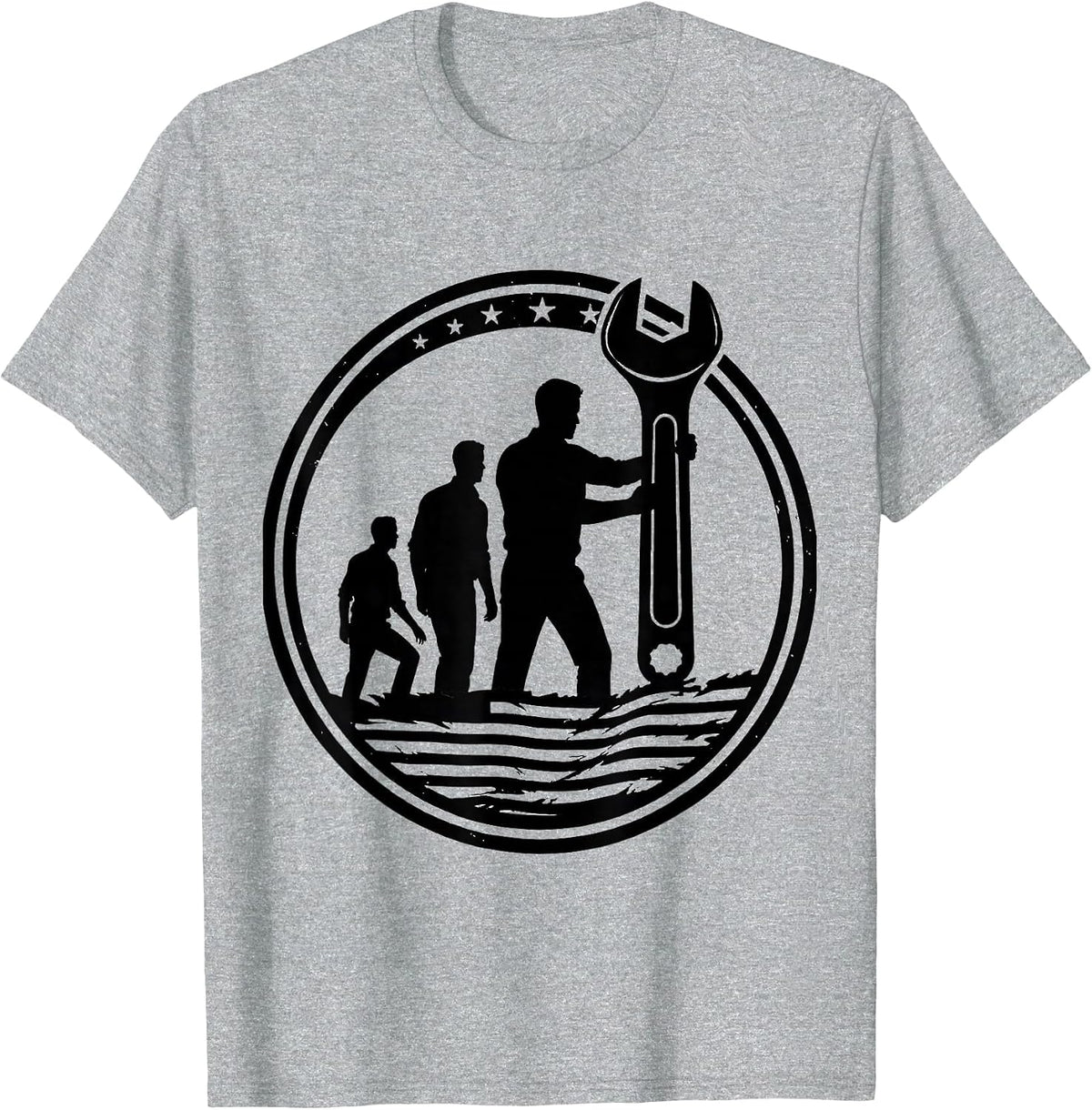 Men's Sealed Mechanic Badge Oilfield Worker Patriotic Tough Labor T-Shirt - Heather Grey