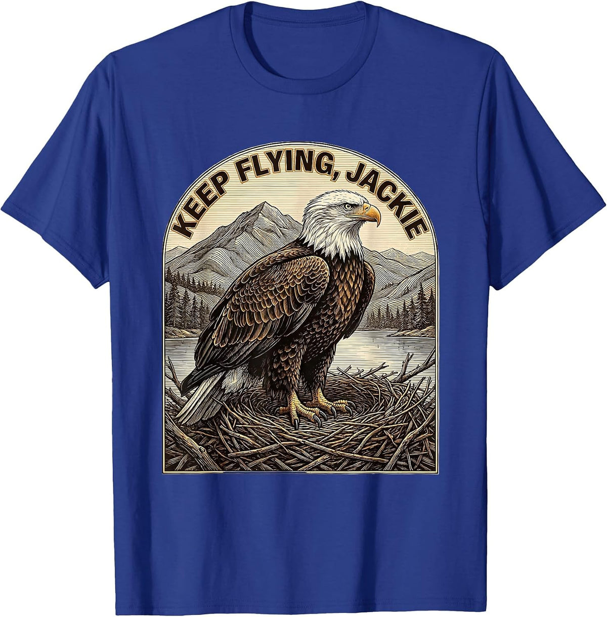 Men's Keep Flying Jackie Vintage Bald Eagle Memorial Tribute T-Shirt - Royal Blue