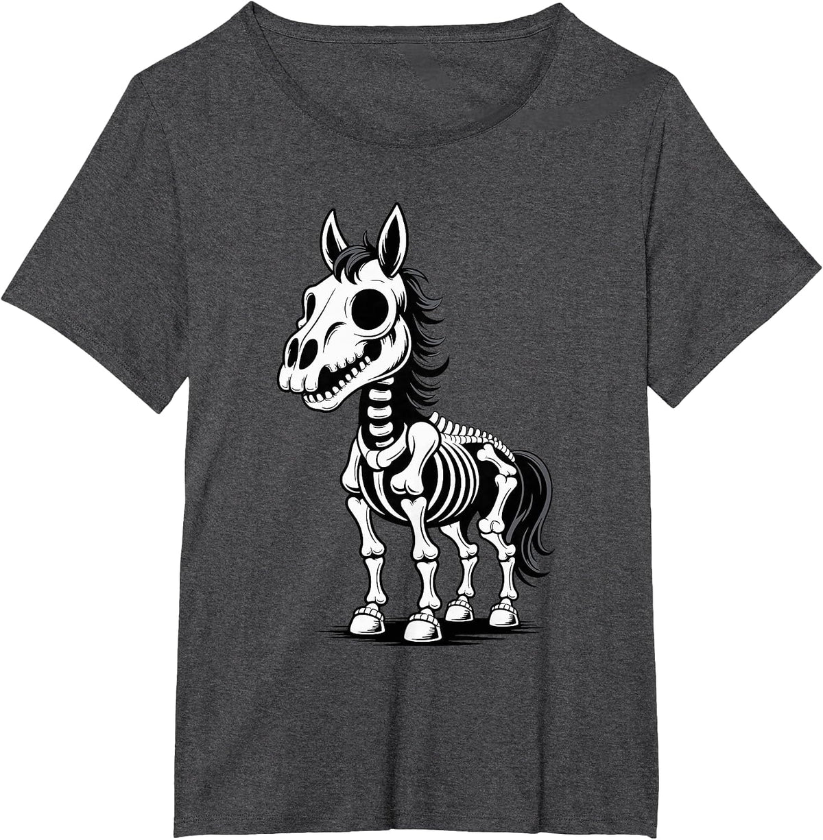 Halloween Horse Skeleton Spooky Horseback Riding T-Shirt - Dark Heather Grey