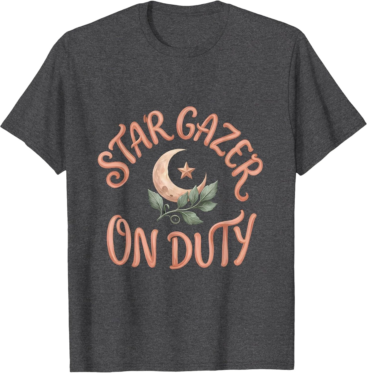 Star Gazer On Duty Astronomy Design T-Shirt - Dark Heather Grey