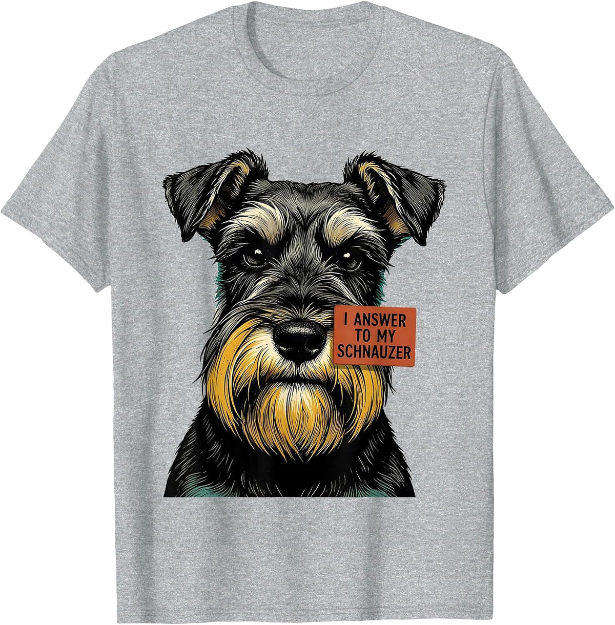 Men's I Answer To My Schnauzer Funny Miniature Schnauzer Lover T-Shirt - Heather Grey