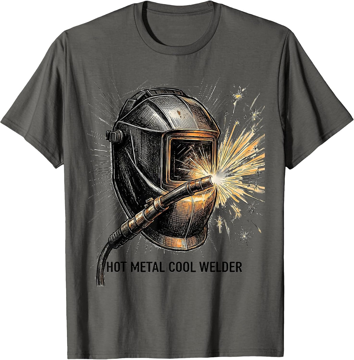 Men's Hot Metal Cool Welder Graphic Design T-Shirt - Asphalt Grey