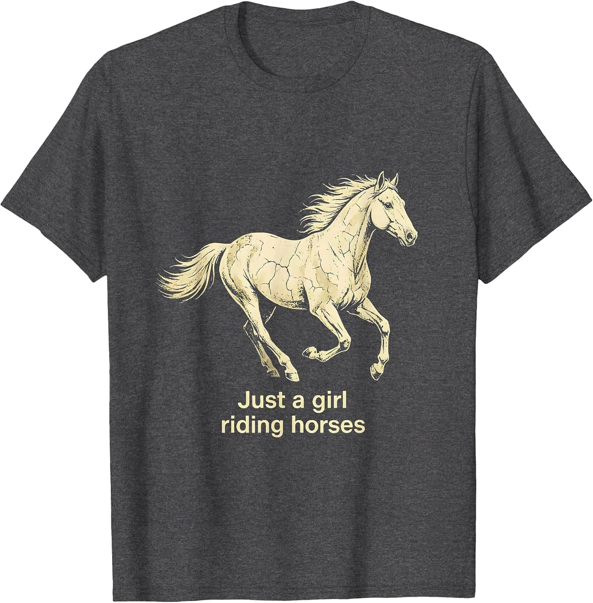 Men's Just a Girl Riding Horses Equestrian Design T-Shirt - Dark Heather Grey