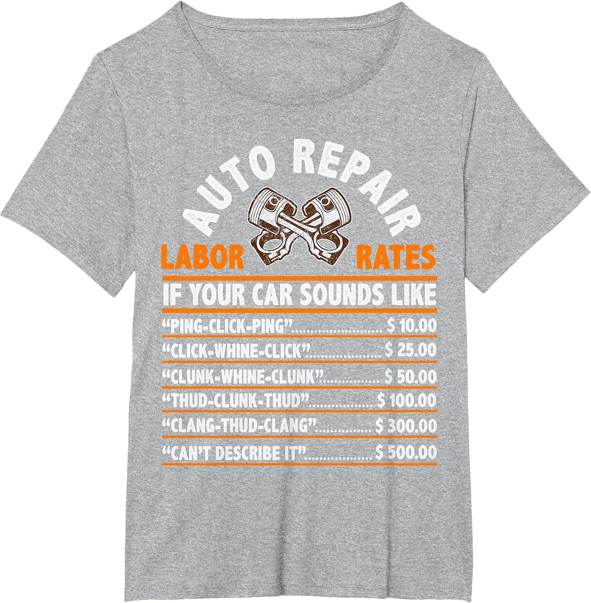 Funny Auto Mechanic Hourly Rate Car Mechanic Labor Rates T-Shirt - Heather Grey