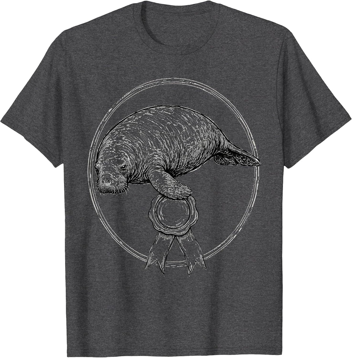 Men's Manatee Official Sleepshirt Wildlife Lover Humor T-Shirt - Dark Heather Grey