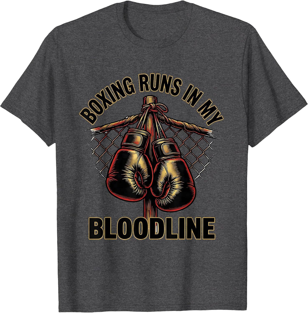 Men's Boxing Runs In My Bloodline Tattoo Boxing Fan Gift T-Shirt - Dark Heather Grey