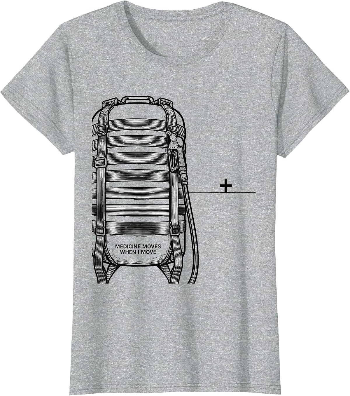 Women's Medicine Moves When I Move Patriotic Semi Truck Driver T-Shirt - Heather Grey