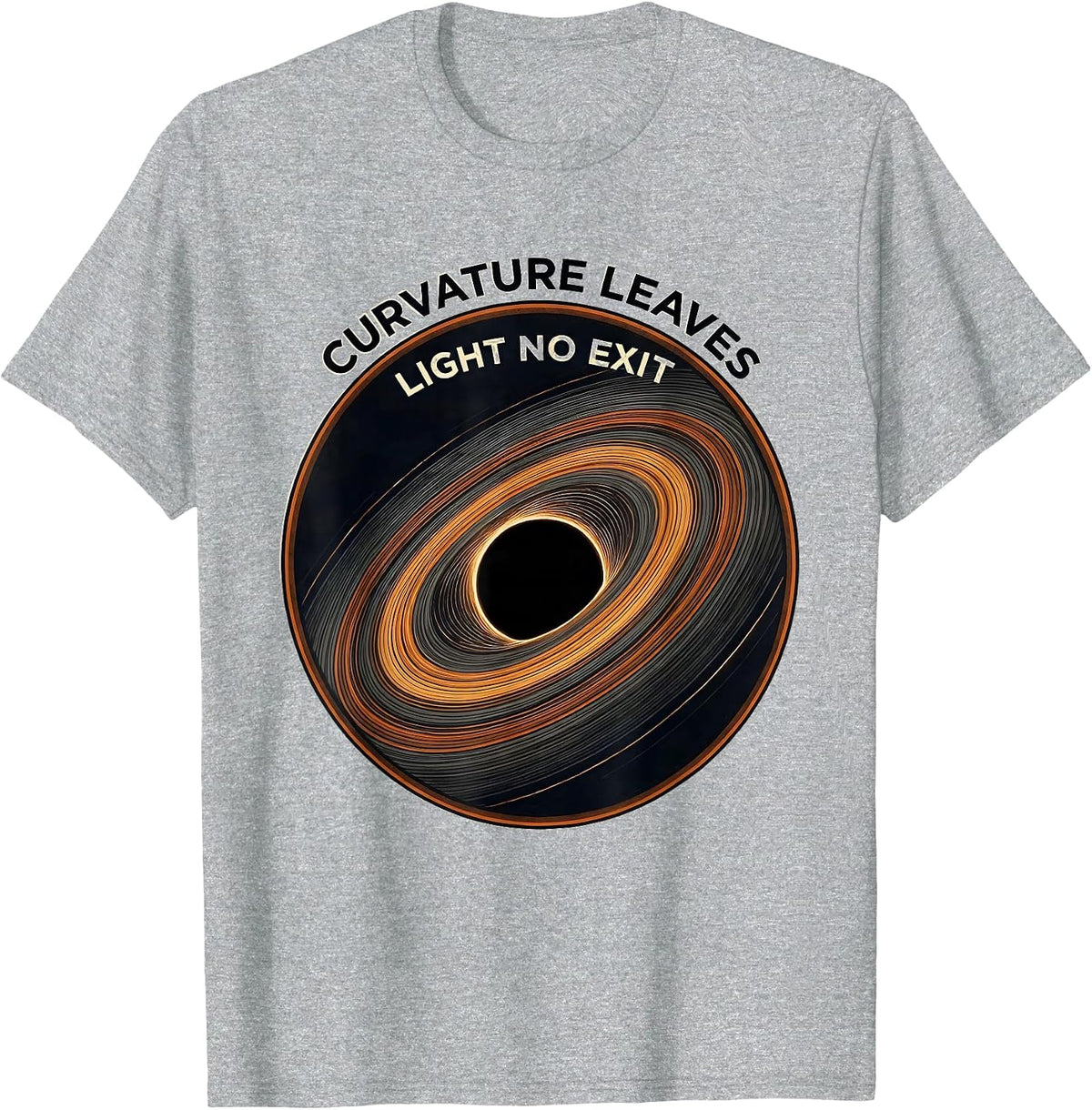 Men's Curvature Leaves Light No Exit Black Hole Astrophysics T-Shirt - Heather Grey