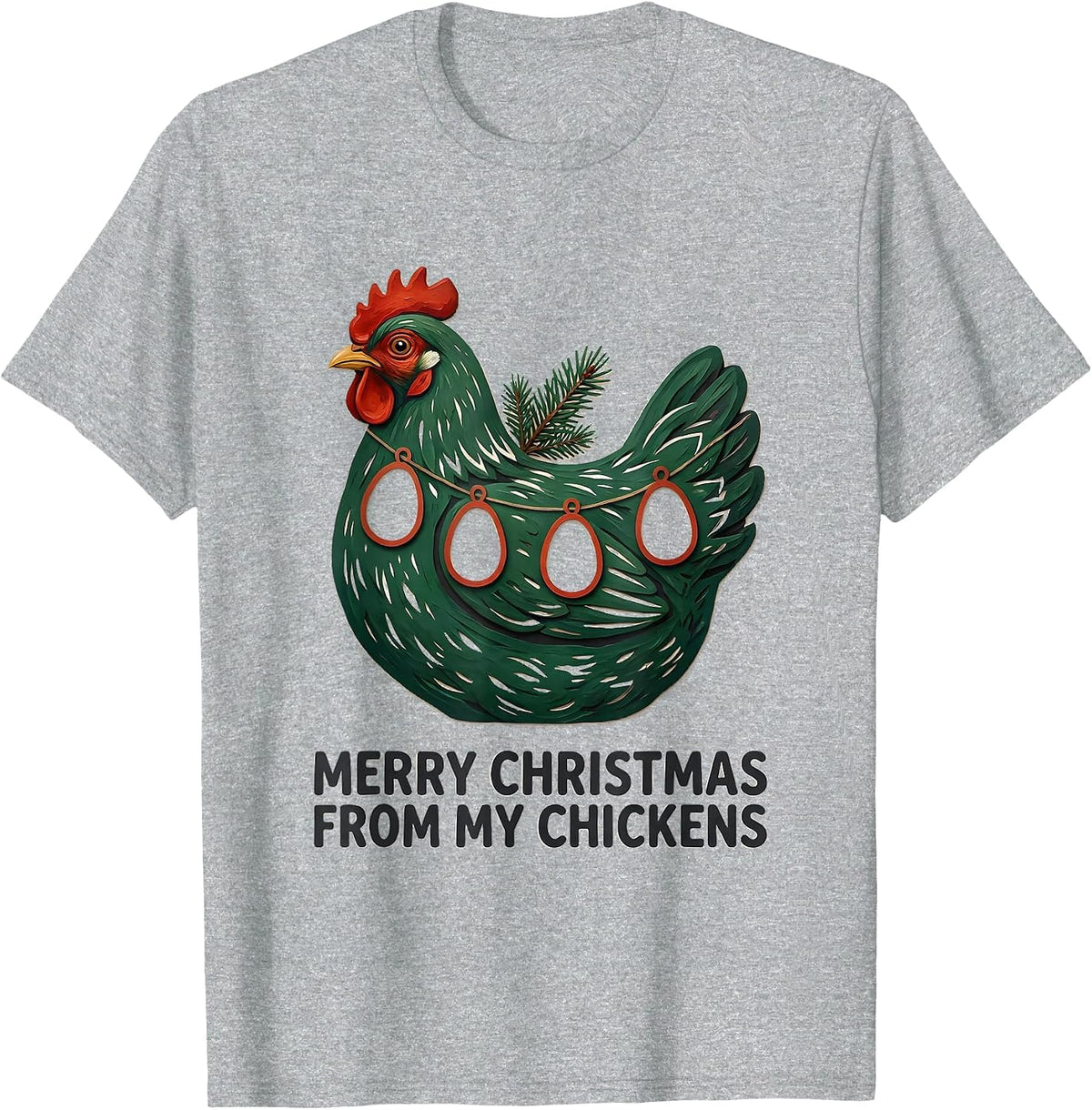 Men's Merry Christmas From My Chickens Funny Chicken Lover Holiday T-Shirt - Heather Grey
