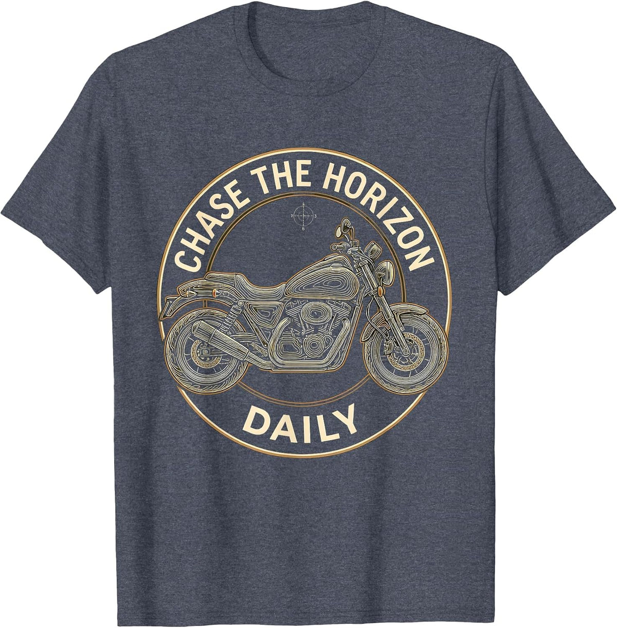 Chase the Horizon Daily Biker Design T-Shirt - Heather Blue
