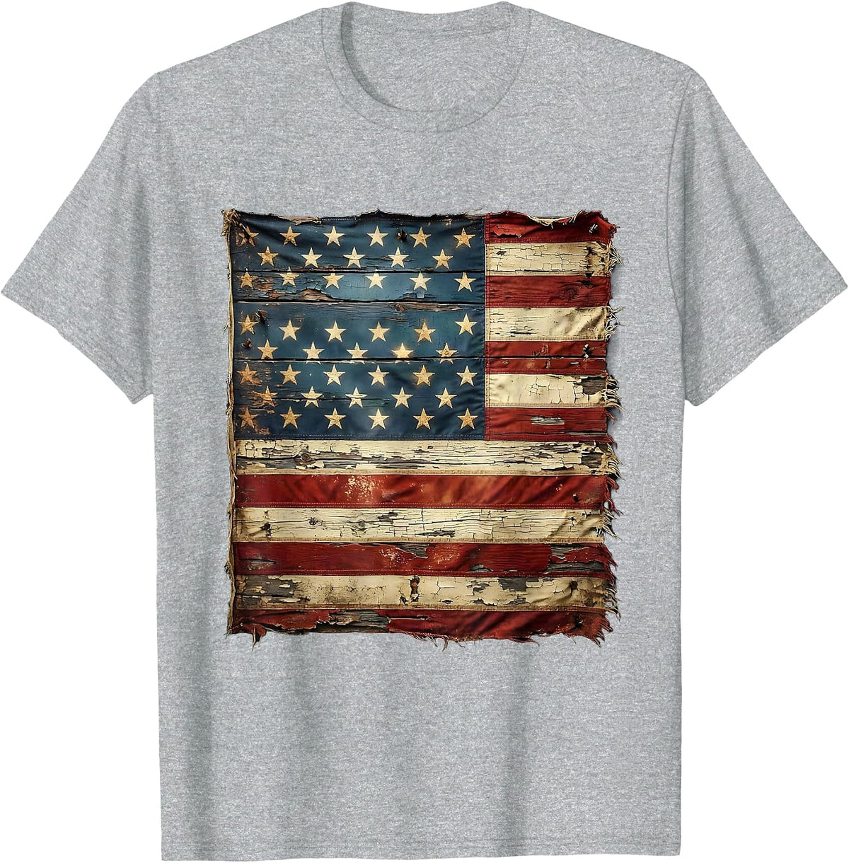 Men's American Flag Bald Eagle Arm Wrestling Graphic T-Shirt - Heather Grey