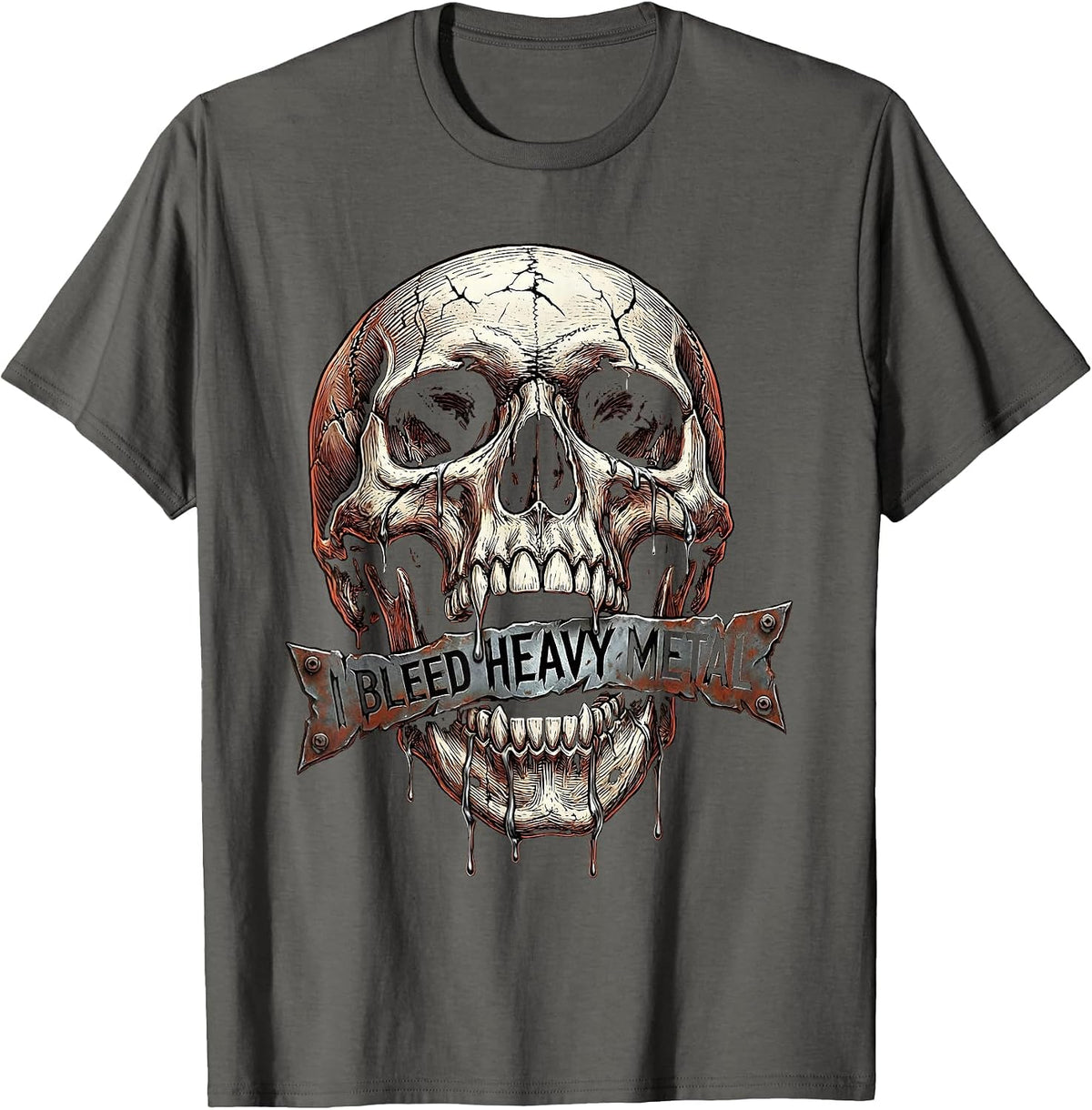 I Bleed Heavy Metal Music Fan Design T-Shirt - Asphalt Grey