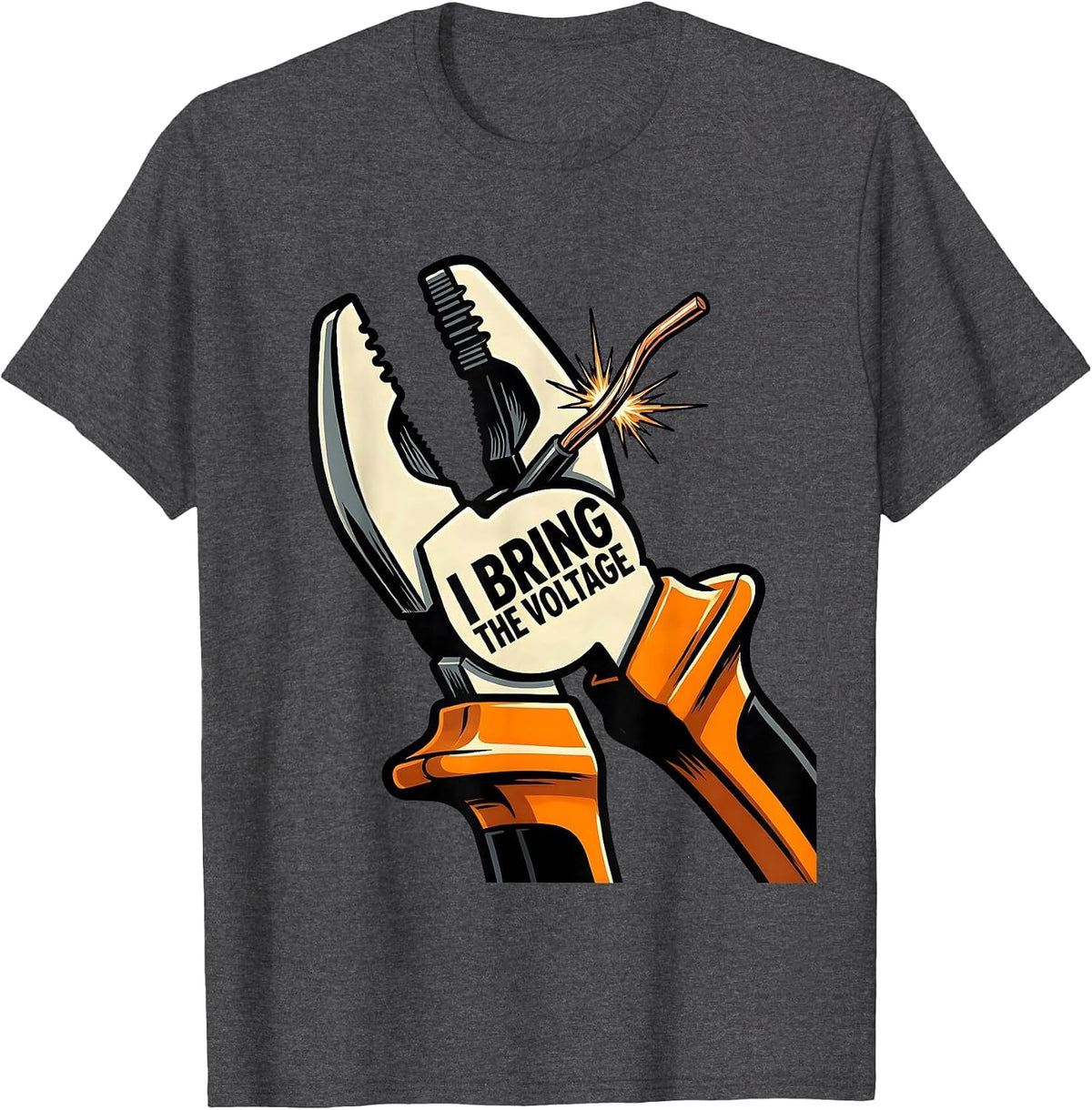 I Bring The Voltage Funny Electrician Lineman Gift T-Shirt - Dark Heather Grey