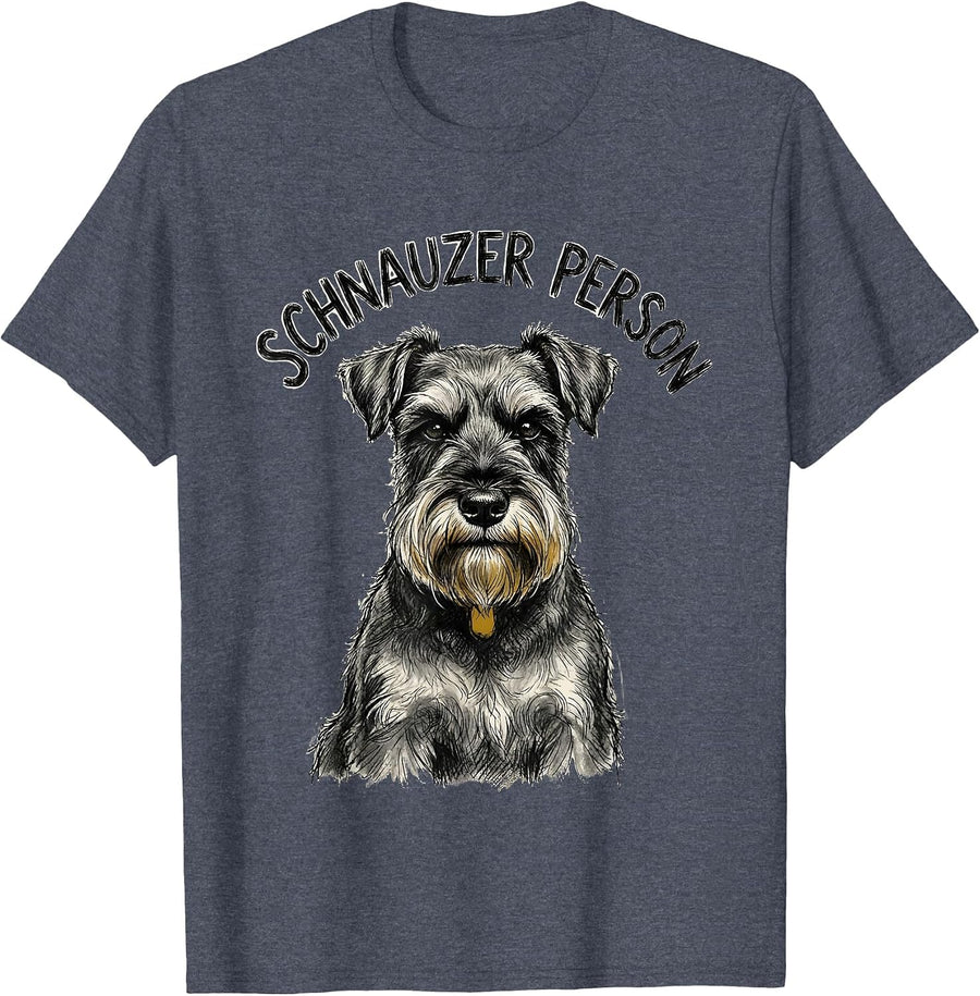 Schnauzer Person Funny Miniature Schnauzer Lover Gift T-Shirt - Heather Blue