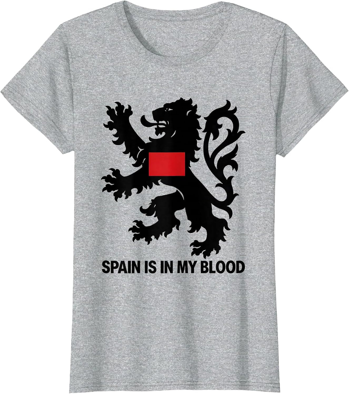 Women's Spain Is In My Blood Heraldic Lion Spanish Heritage Souvenir T-Shirt - Heather Grey