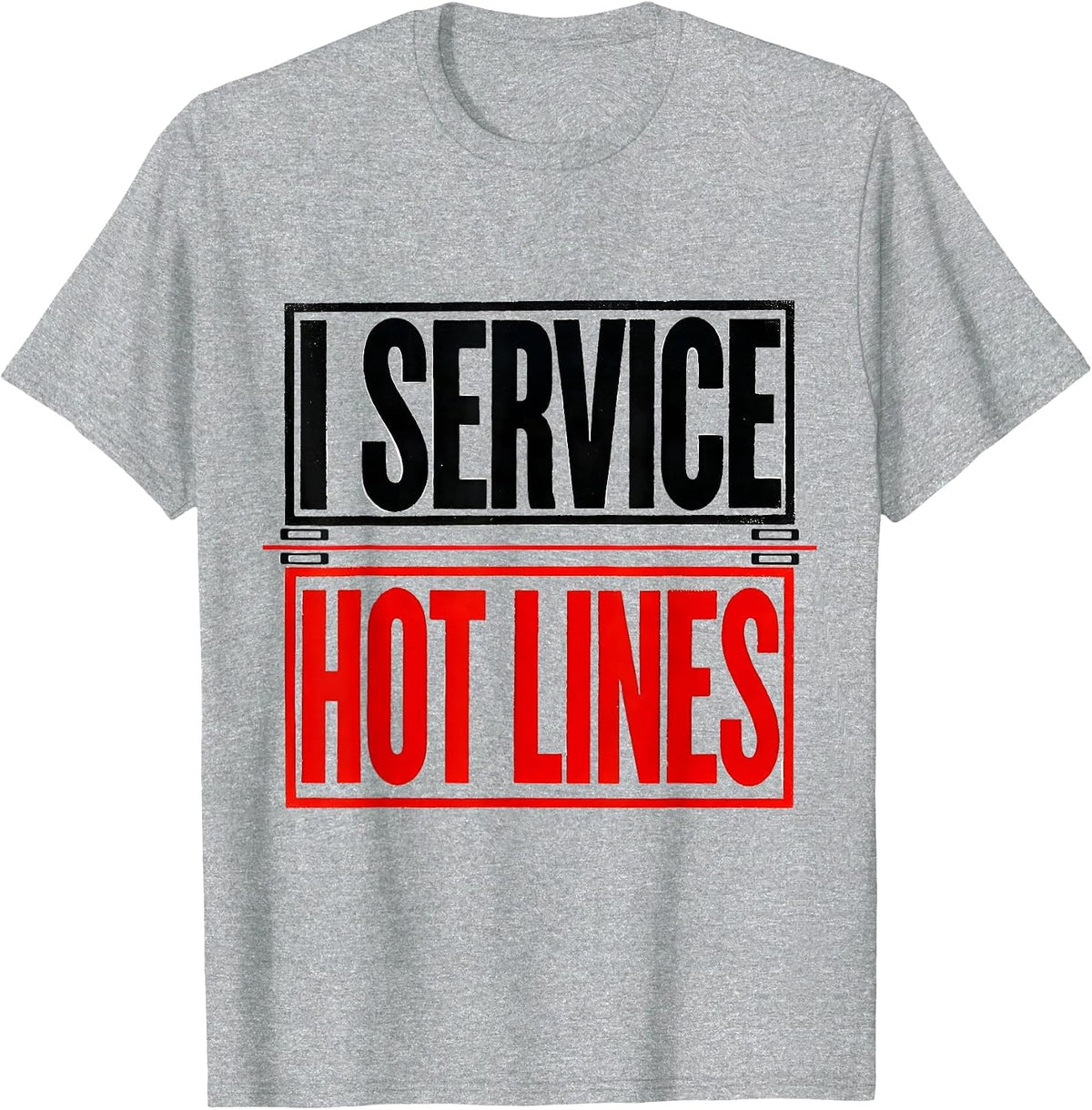 Men's I Service Hot Lines Funny Electrician Skeleton Trade Worker T-Shirt - Heather Grey