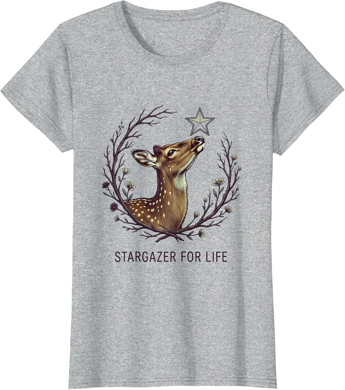 Stargazer For Life Astronomy Night Sky Design T-Shirt - Heather Grey