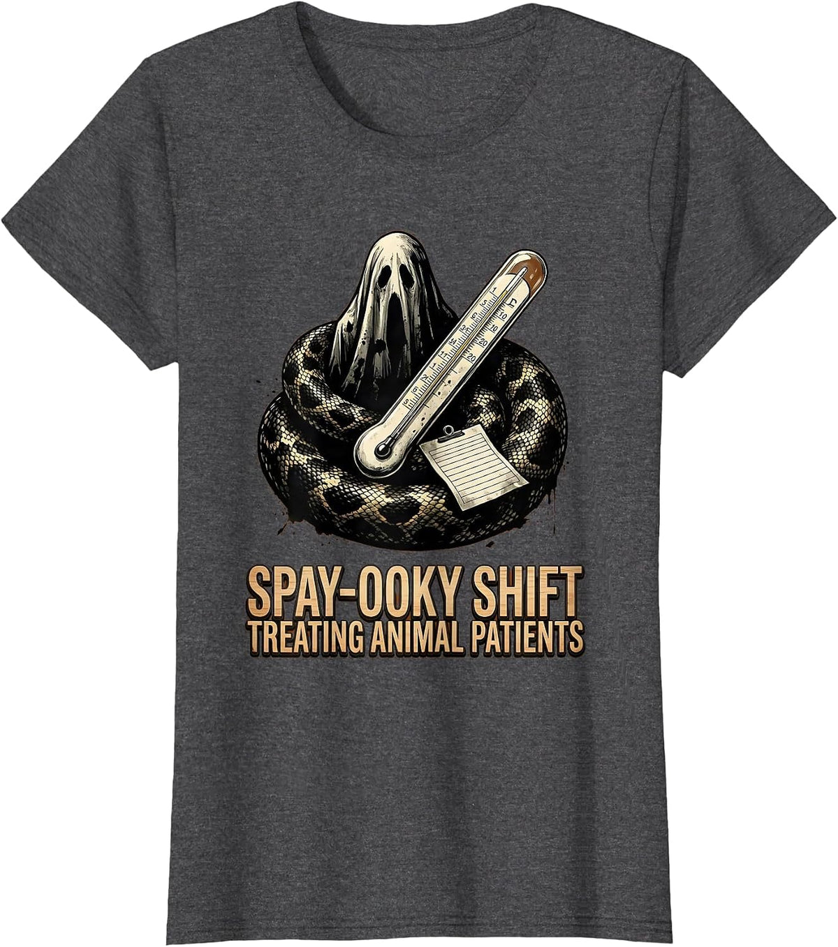 Women's Spay-ooky Shift, Treating Animal Patients Vet Tech T-Shirt - Dark Heather Grey