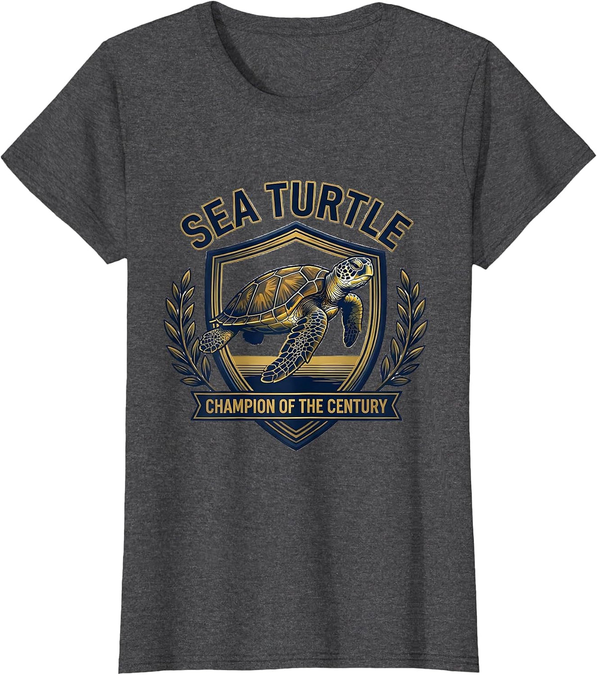 Women's Sea Turtle: Champion of the Century Funny Turtle Lover T-Shirt - Dark Heather Grey