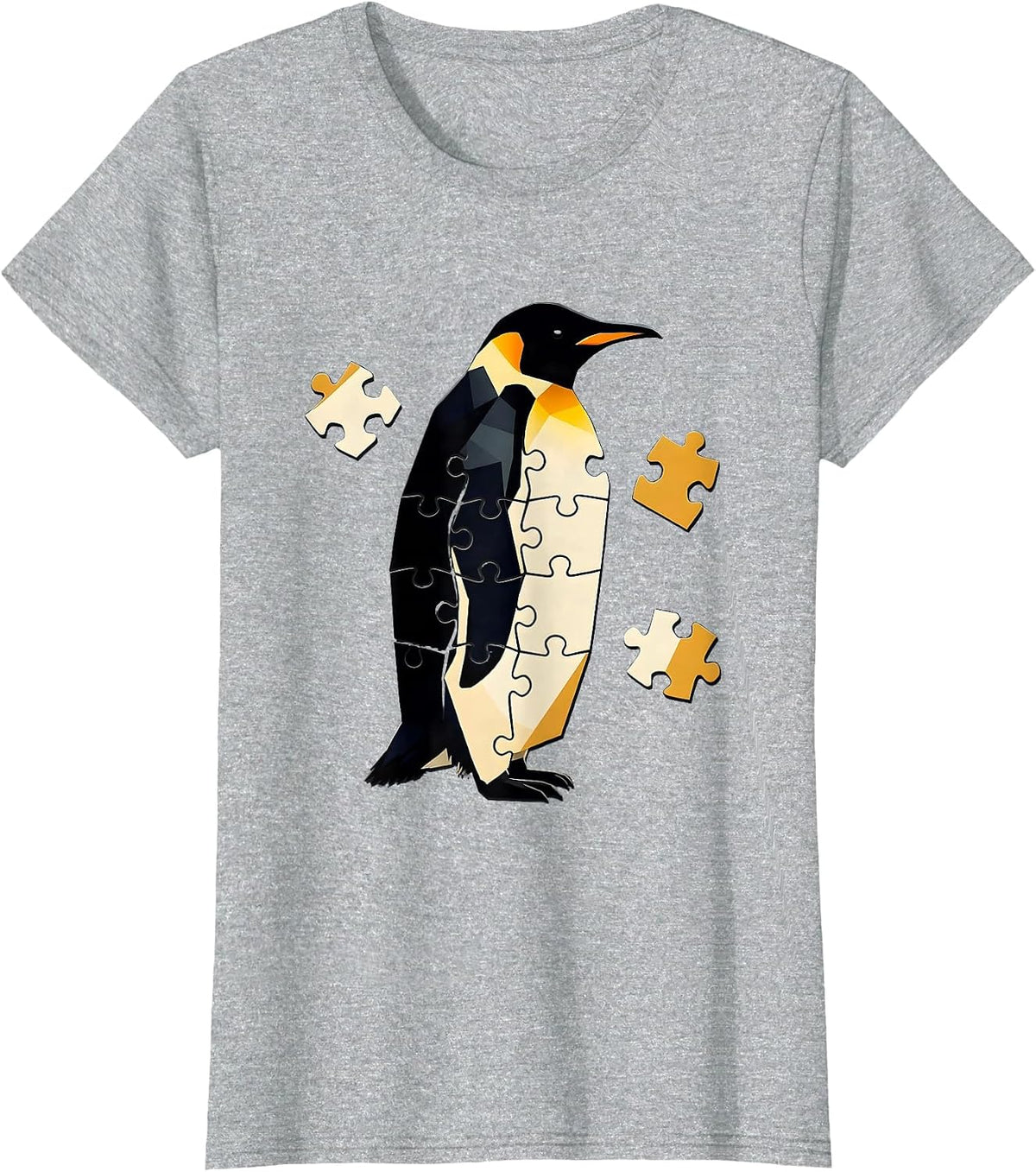 Women's Angular Penguin Silhouette Funny Penguin Lover Gift T-Shirt - Heather Grey