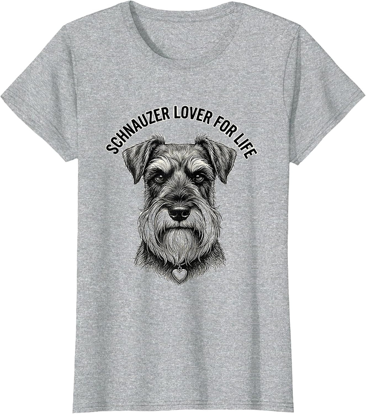 Women's Schnauzer Lover For Life Funny Dog Mom Miniature Schnauzer T-Shirt - Heather Grey