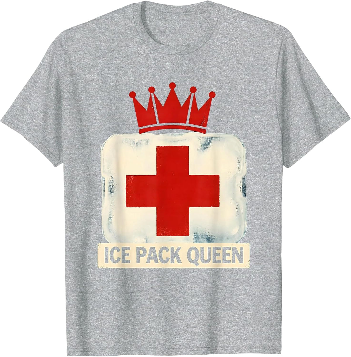 Men's Ice Pack Queen School Nurse Design T-Shirt - Heather Grey