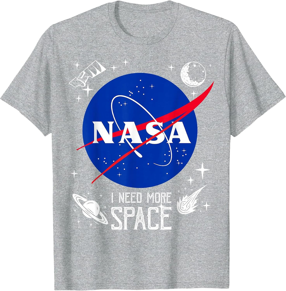 NASA Meatball Logo Classic I Need More Space T-Shirt - Heather Grey