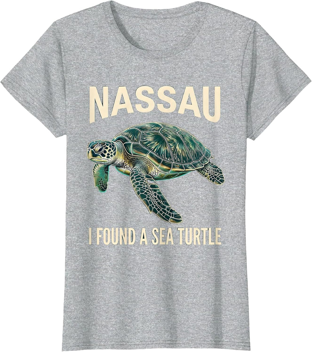 NASSAU I FOUND A SEA TURTLE Tropical Souvenir Beach Turtle T-Shirt - Heather Grey