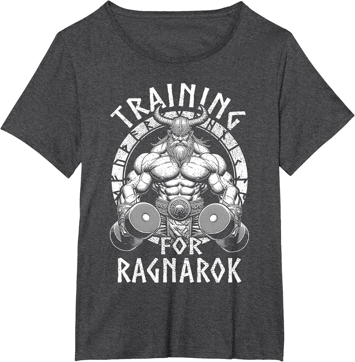 Training for Ragnarok Viking Gym Warrior Norse Fitness T-Shirt - Dark Heather Grey