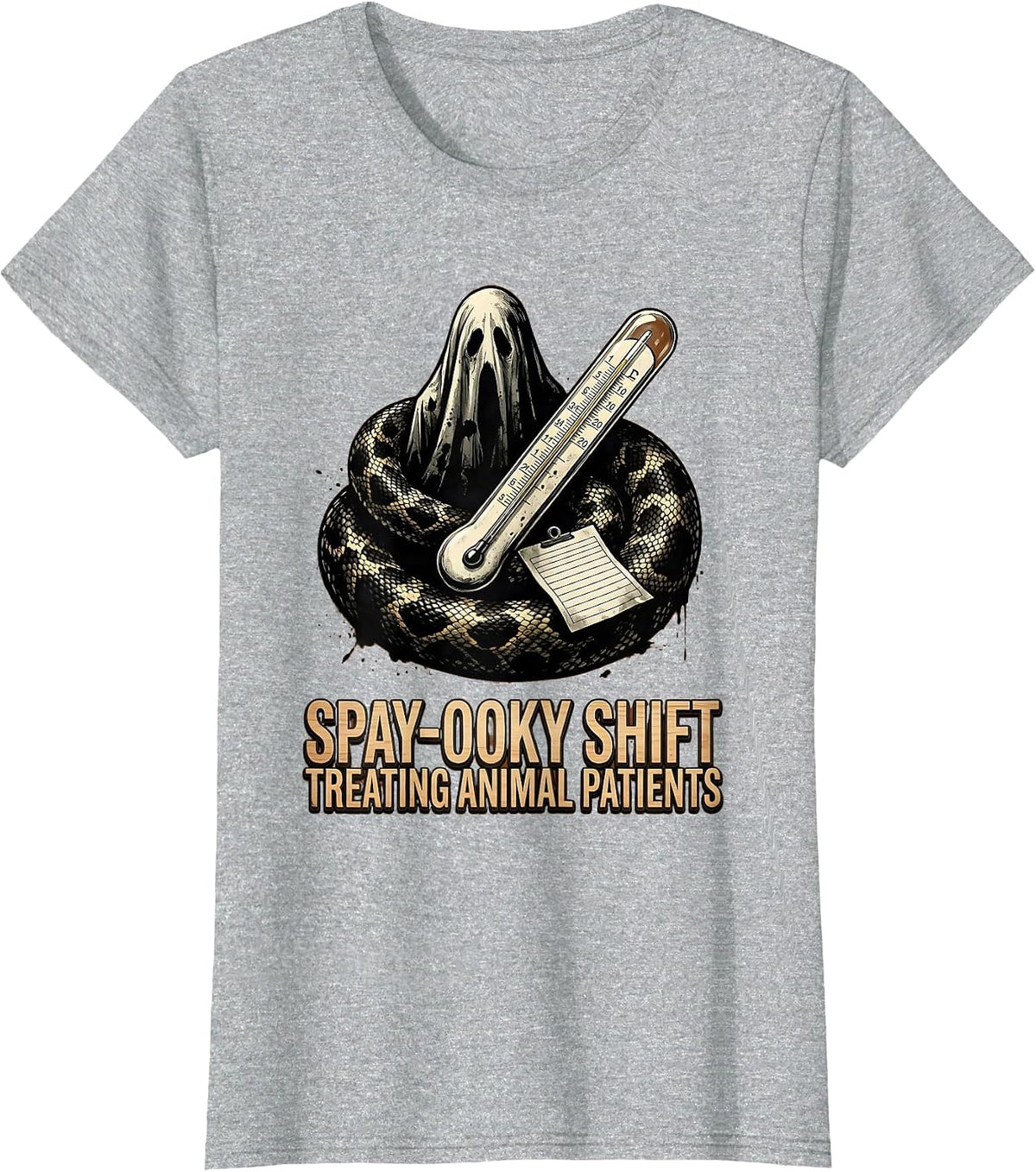 Women's Spay-ooky Shift, Treating Animal Patients Vet Tech T-Shirt - Heather Grey